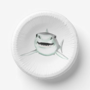 Bols En Carton requin d'aquarelle souriant gris vert vert animal