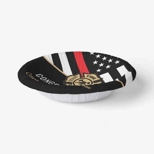 Bols En Carton Retraite des pompiers Red Line Flag Félicats (Angulaire)