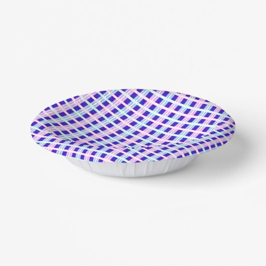 Bols En Carton rétro électrique rayé bleu & violet (Angulaire)