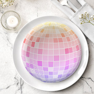 Bols En Carton Retro Funky 90s Pink Disco Ball Anniversaire