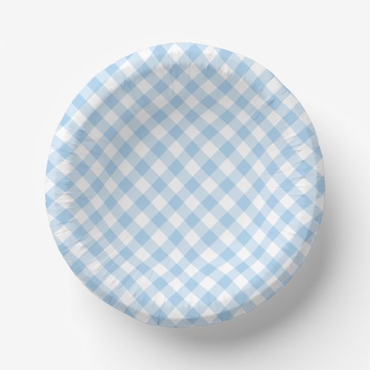 Bols En Carton Retro Gingham Bleu Bébé (Recto)