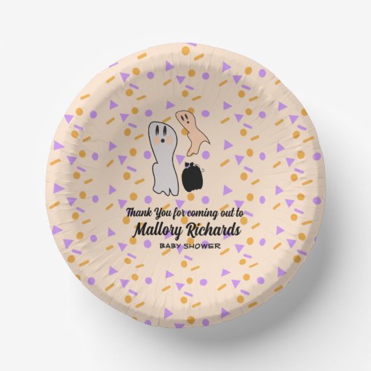 Bols En Carton Retro Halloween Ghost Notre Petit Baby shower Boo (Recto)