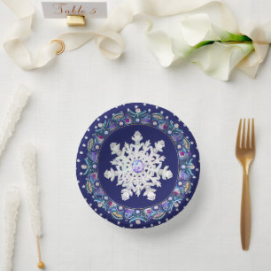 Bols En Carton Rosace bleue et flocon de neige