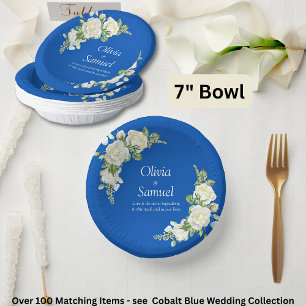 Bols En Carton Roses Bleues et Blanches Cobalt 7"