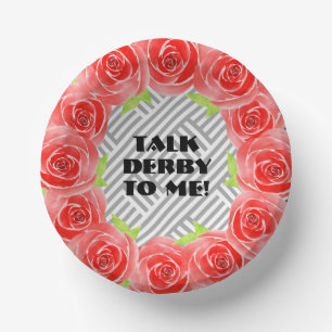 Bols En Carton Roses sur Black White Stripes Parler Derby