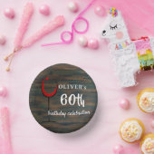 Bols En Carton Rustic Wood Red Wine 60e fête d'anniversaire (Fête)