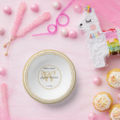 Bols En Carton Rustique Romantique Blanc Or Mariage Chic Monogram (Fête)