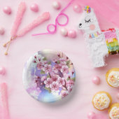 Bols En Carton Sakura rose sur la peinture Arrière - plan (Fête)