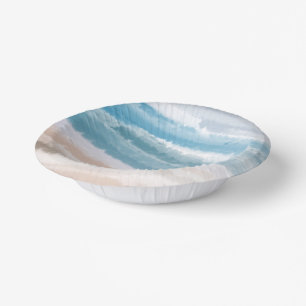 Bols En Carton Sandy Beach Ocean Waves Aquarelle Abstraite
