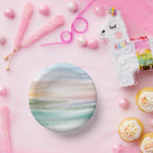 Bols En Carton Sandy Beach Ocean Waves Coucher de soleil Couleur (Fête)