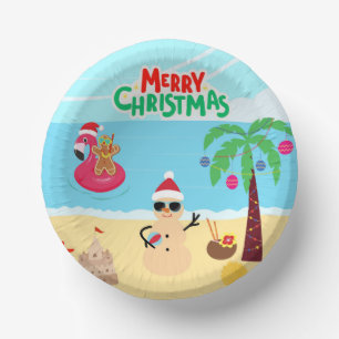 Bols En Carton Scène de Noël à la plage