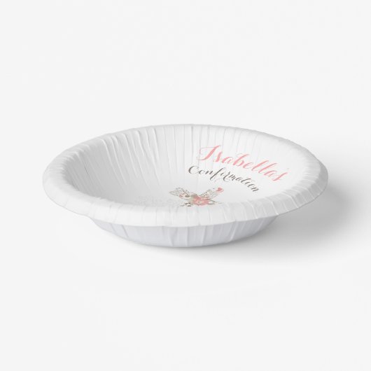 Bols En Carton Simple blanc nom croix fille confirmation (Angulaire)