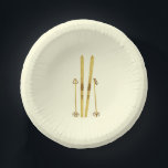 Bols En Carton Skis Et Poles D'Or | Retro Ski Illustration<br><div class="desc">Ski alpin moderne,  ski,  design sur le thème du skieur avec skis dorés et bâtons dorés. Simple illustration de ski en or de vacances festives pour les amateurs de ski.</div>