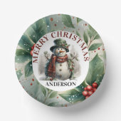 Bols En Carton Snowman mignon Noël souhaits Plaque en papier (Recto)