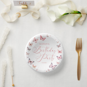 Bols En Carton Soft rose papillon fête d'anniversaire