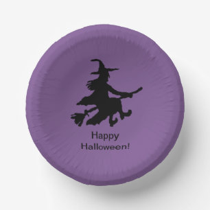 Bols En Carton Sorcière volante - Violet - Joyeux Halloween -