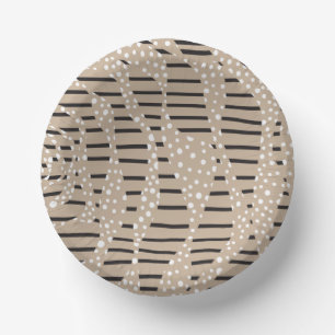 Bols En Carton Spots et bandes 2 - Taupe, Noir et Blanc