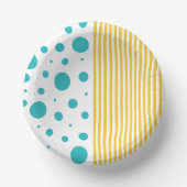 Bols En Carton Spots et rayures - Turquoise et Jaune (Recto)