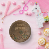 Bols En Carton Steampunk Rousty Gears Happy Birthday Papier Plaqu (Fête)