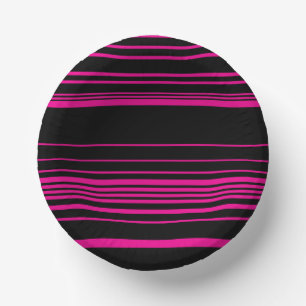 Bols En Carton Stripes complexes - Magenta et Noir