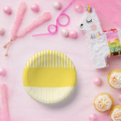 Bols En Carton Stripes de pop couleur - Citron jaune et blanc (Fête)