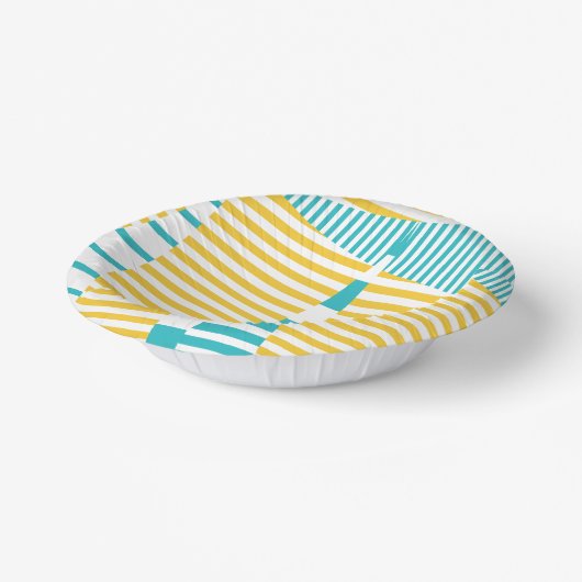 Bols En Carton Stripes on Stripes - Turquoise et Jaune (Angulaire)