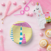 Bols En Carton Stripes on Stripes - Turquoise, Jaune et Rose (Fête)