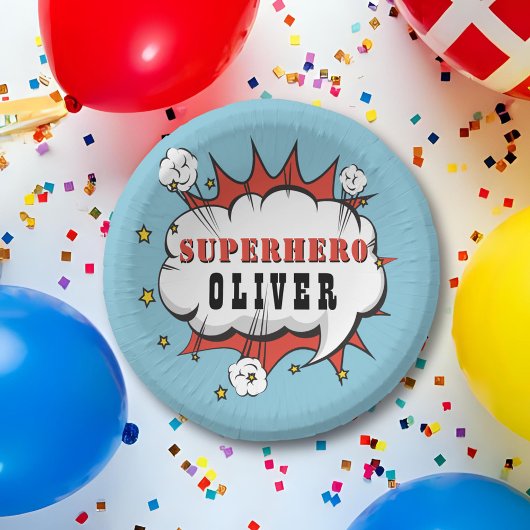 Bols En Carton Superhero Comic Speech Bubble Boy Anniversaire Par