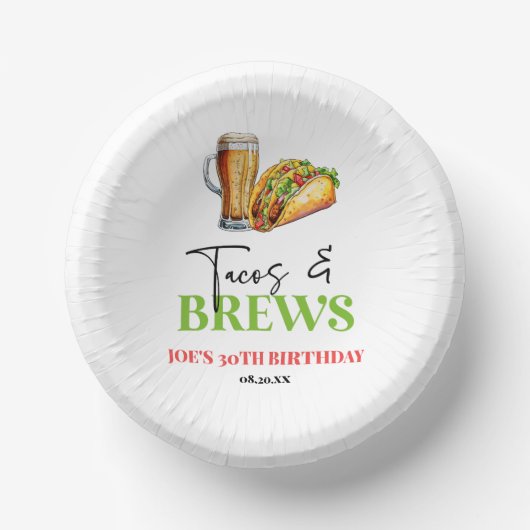 Bols En Carton Tacos et brasse Bière Verre fête d'anniversaire (Recto)