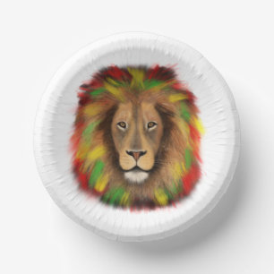 Bols En Carton Tête de lion rasta rouge jaune vert dessin Jamaïqu
