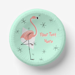 Bols En Carton Texte vert rétro Flamant rose