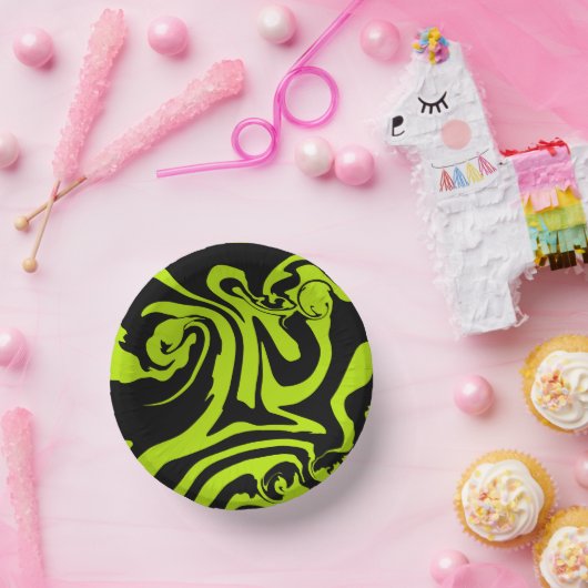 Bols En Carton Tourbillon de marbre rétro vert et noir (Fête)