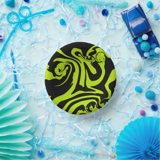 Bols En Carton Tourbillon de marbre rétro vert et noir (Fête)