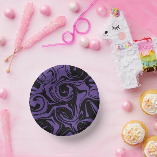 Bols En Carton Tourbillon en marbre rouge et noir (Fête)