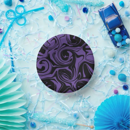 Bols En Carton Tourbillon en marbre rouge et noir (Fête)