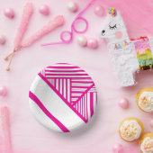 Bols En Carton Triangle en Magenta et Blanc (Fête)