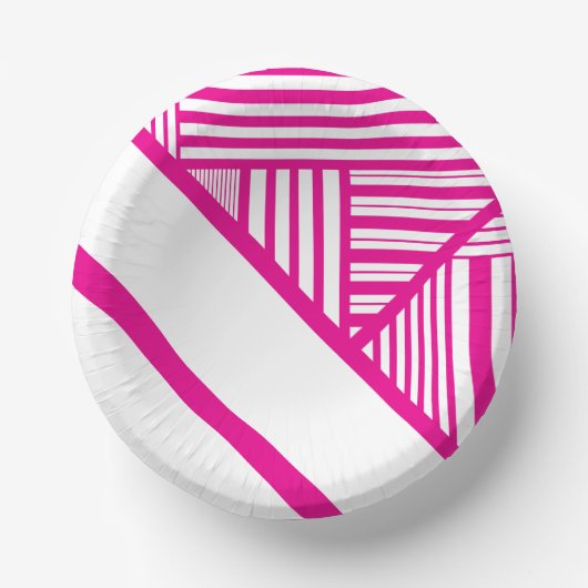 Bols En Carton Triangle en Magenta et Blanc (Recto)
