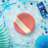 Bols En Carton Triangle rayures en rose, orange et crème (Fête)