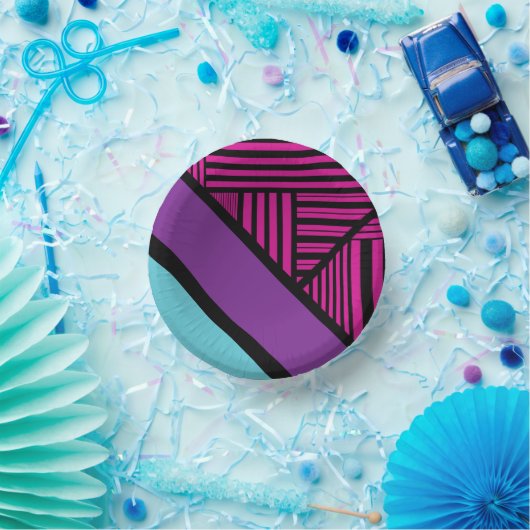 Bols En Carton Triangle - rose, pourpre, bleu et noir (Fête)