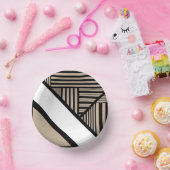 Bols En Carton Triangle - Taupe, noir et blanc (Fête)