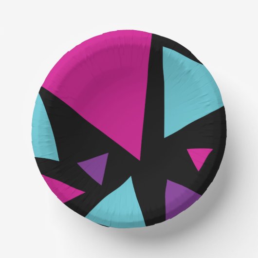 Bols En Carton Triangles en rose, violet, bleu et noir (Recto)