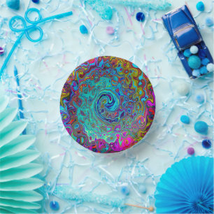 Bols En Carton Trippy Sky Blue Abstrait Retro Liquid Swirl