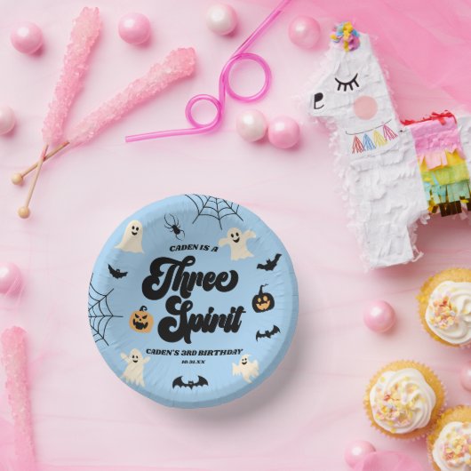 Bols En Carton Trois Esprit Bleu Halloween 3e fête d'anniversaire (Fête)