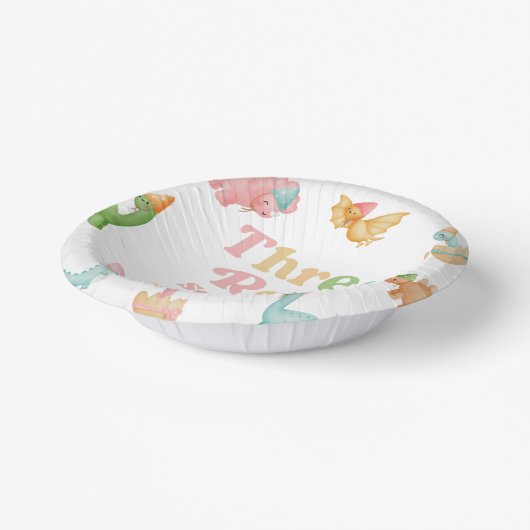 Bols En Carton Trois Rex Dinosaur 3ème fête d'anniversaire (Angulaire)