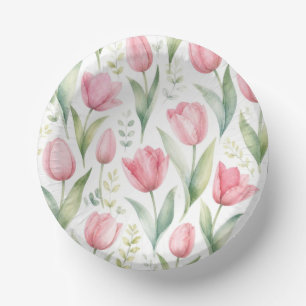 Bols En Carton Tulipes roses Peinture florale aquarelle botanique