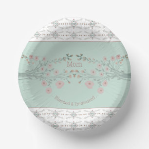 Bols En Carton Turquoise Lumière Avec Floral Rose Rosy