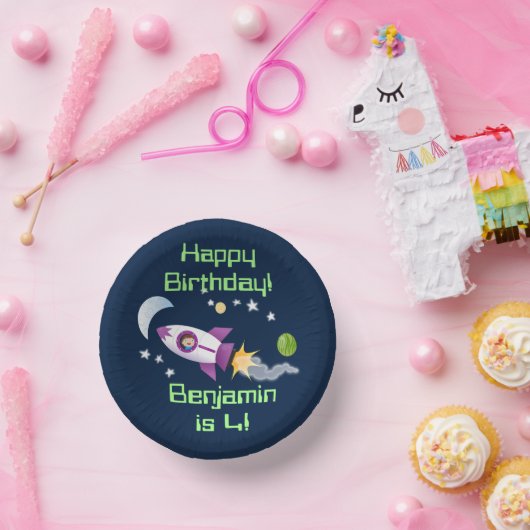 Bols En Carton Un adorable vaisseau-fusée dans l'espace dessin an (Fête)