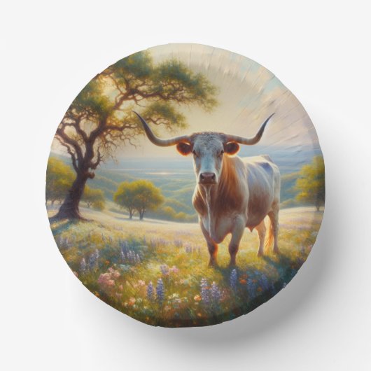 Bols En Carton Vache à landes du printemps du Texas (Recto)