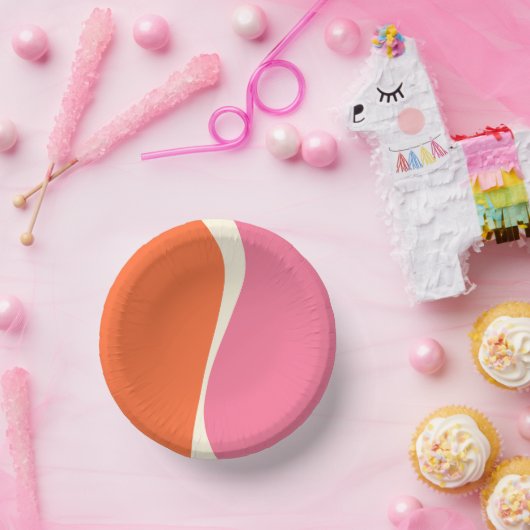 Bols En Carton Vagues simples 2 en rose, orange et crème (Fête)