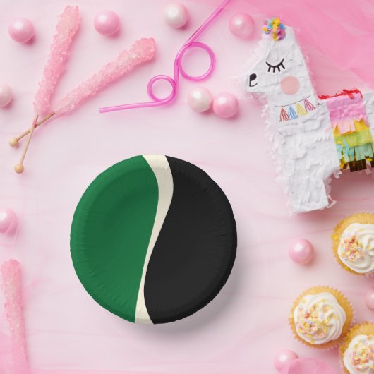 Bols En Carton Vagues simples 2 en vert, crème et noir (Fête)